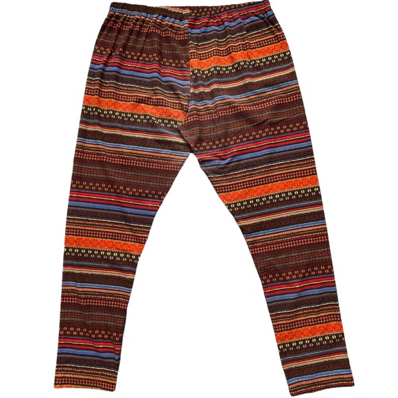 No Boundaries size Xl red orange yellow blue brown striped leggings - Picture 5 of 13